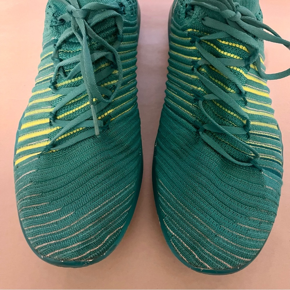 Nike Free Transform Flyknit Turquoise and Lime Knit Running Sneakers - Picture 3 of 11